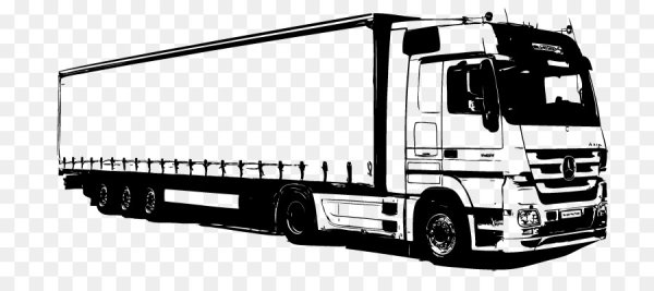 Грузовик рефрижератор вектор чб сбоку