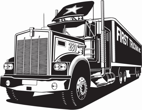 Грузовик черно белый