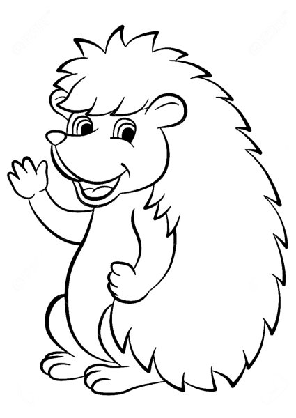 Ежик контурный рисунок