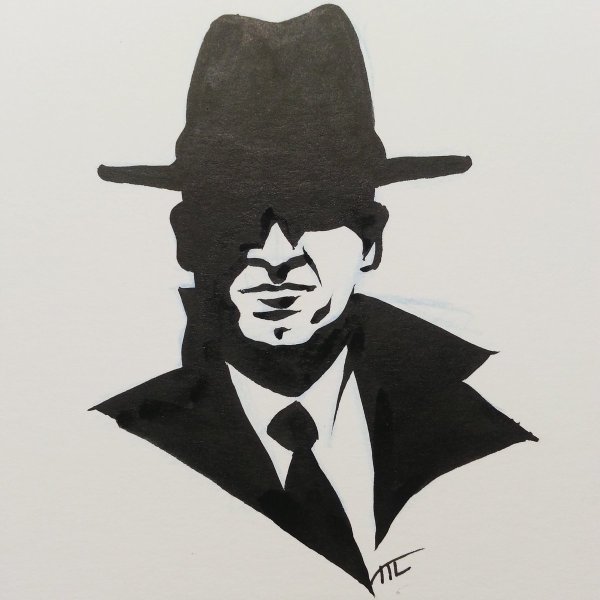 Чб мужчина в шляпе арт