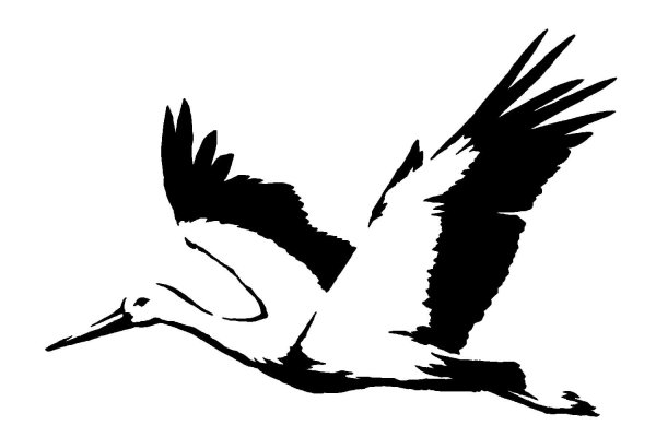 Трафарет аиста с ребенком