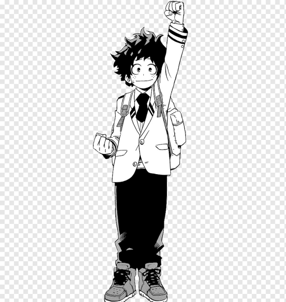 Моя геройская Академия Мидория черно белый