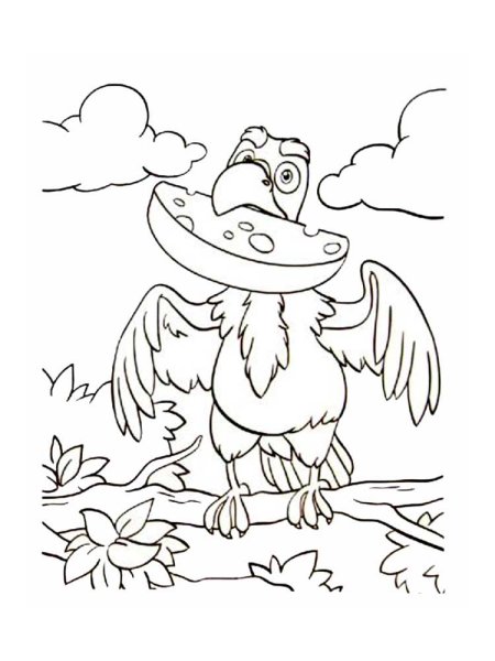 Ворона и лисица раскраска