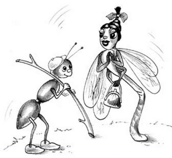 Басня Крылова Стрекоза и муравей