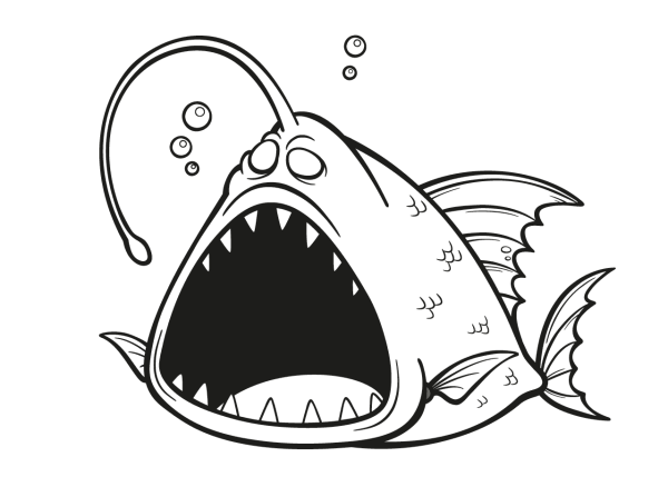 Злая рыба раскраска