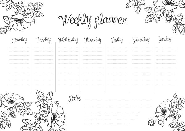 Weekly Planner шаблон для печати