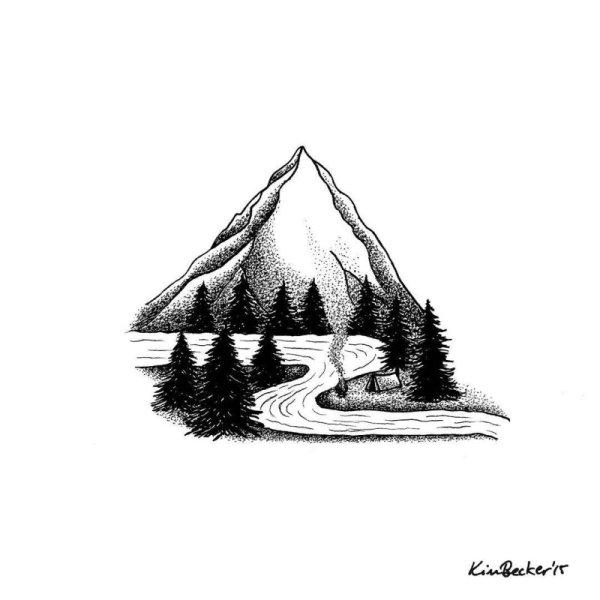 Горы нарисованные черно белые