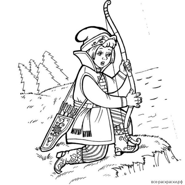 Раскраска Царевна лягушка и Иван Царевич