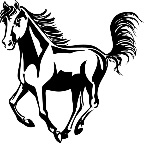 Контур лошадей черно белый