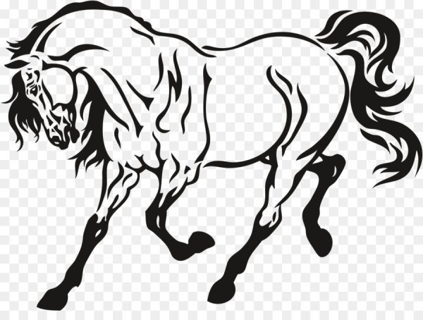 Силуэт лошади карандашом