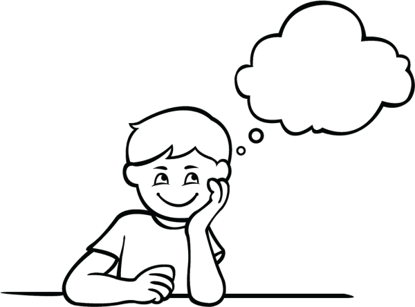 Раскраска ребенок думает