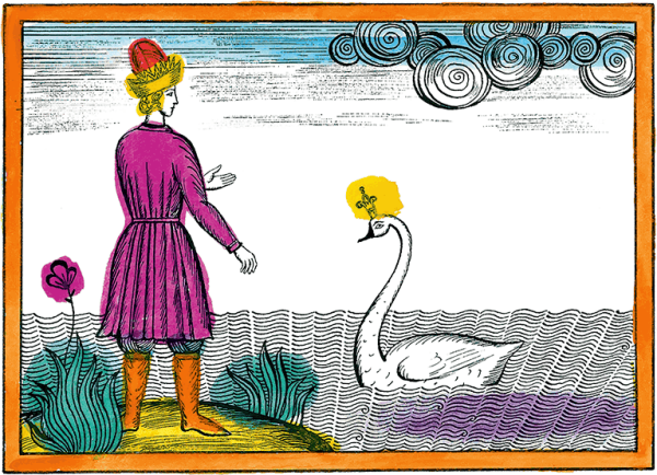 Лебедь и Коршун раскраска