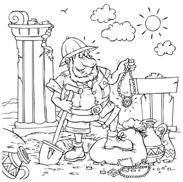 Археолог раскраска для детей