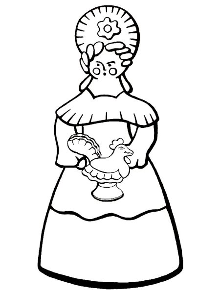 Дымковская Барыня раскраска для детей