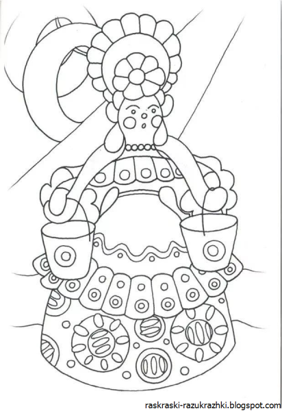 Дымковская Барыня раскраска для детей