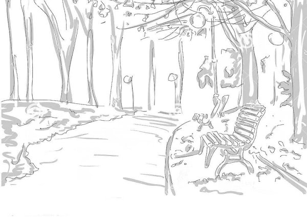 Раскраска парк сквер