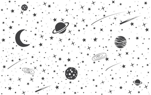 Космические узоры на белом фоне