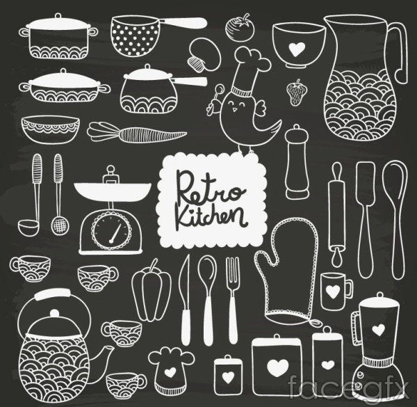 Кухонные принадлежности мелом