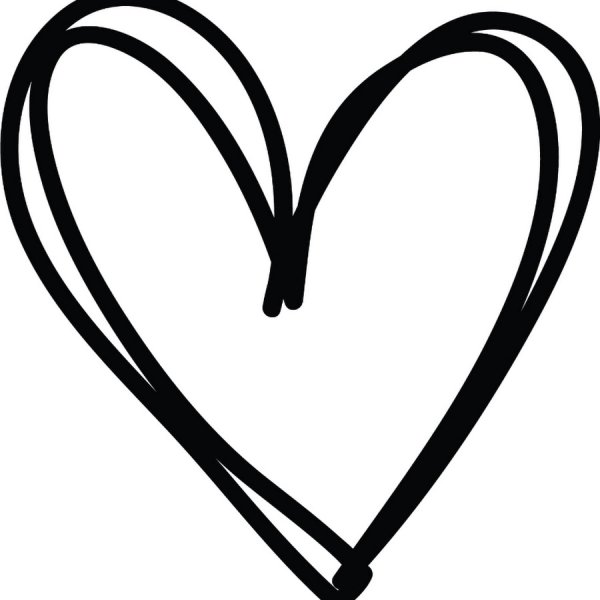 Сердце контур черный