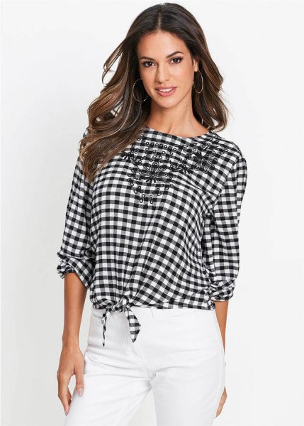 Блузки в мелкую клетку