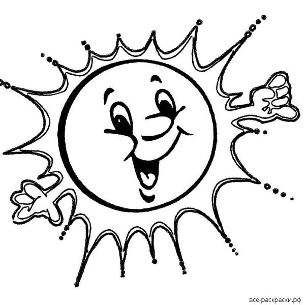 Солнце раскраска для детей