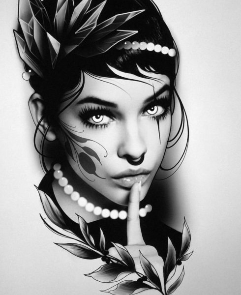 Тату на лице девушки