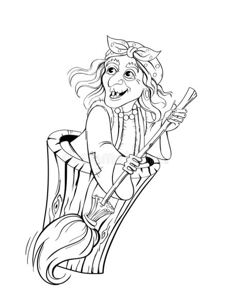 Баба Яга черно белая