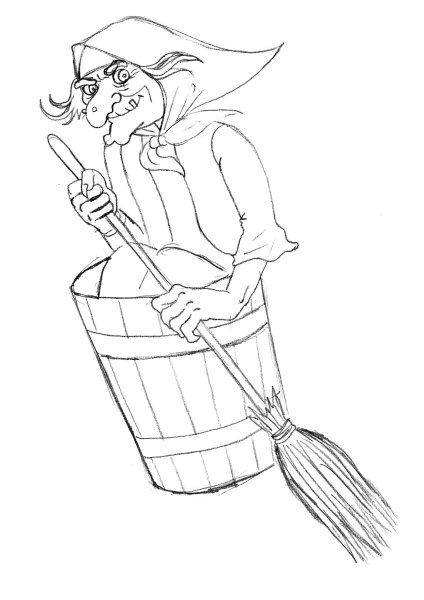 Ведьма раскраска