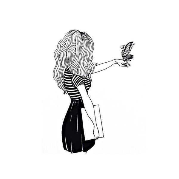 Черно белые рисунки девушек