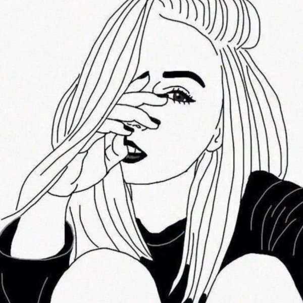 Черно белые рисунки девушек