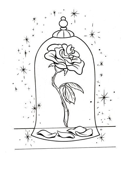 Раскраска красавица и чудовище роза