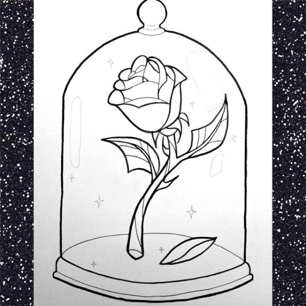 Роза в колбе нарисовать