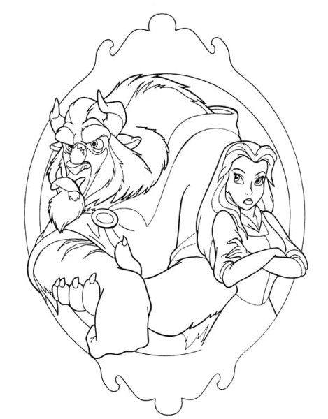 Красавица и чудовище raskraska