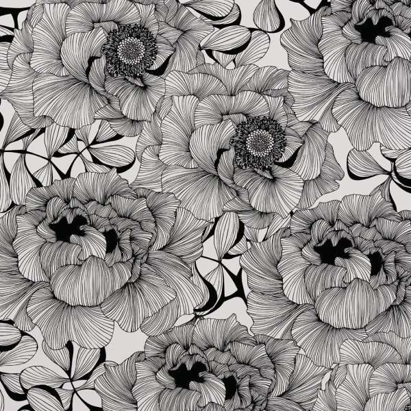 Паттерны цветы черно белые