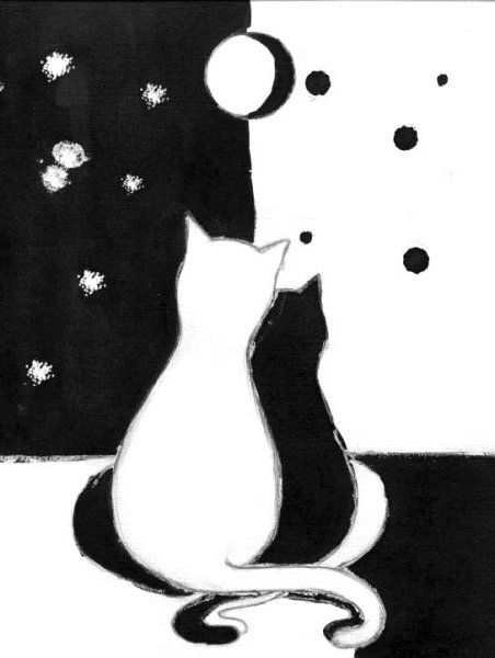 Черно белые рисунки гуашью