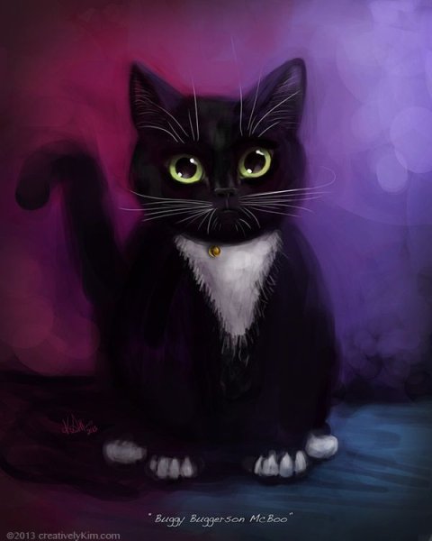 Чёрный кот арт