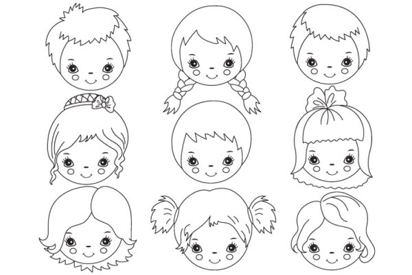 Мордочки детей для раскрашивания