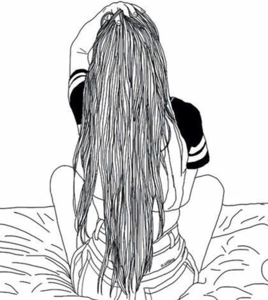 Рисунки для срисовки со спины с длинными волосами