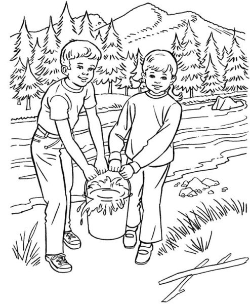 Лес раскраска для детей