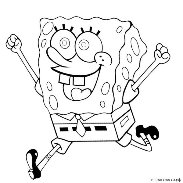 Раскраска черно белая Спанч Боб
