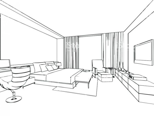Контурный эскиз интерьера