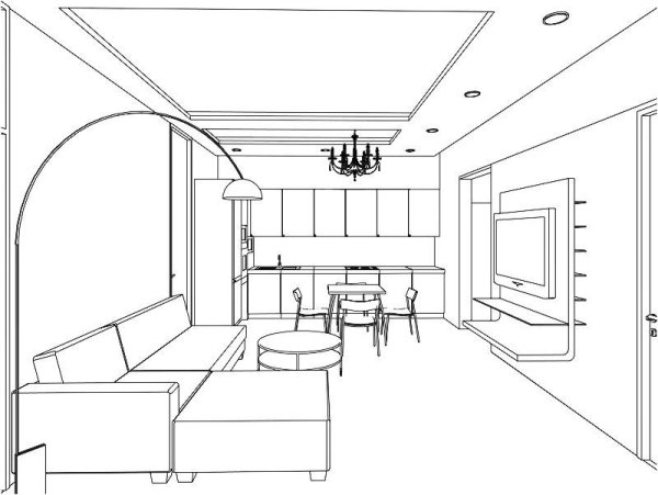 Эскиз интерьера комнаты