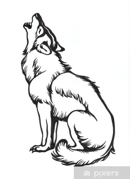 Эскиз воющей собаки