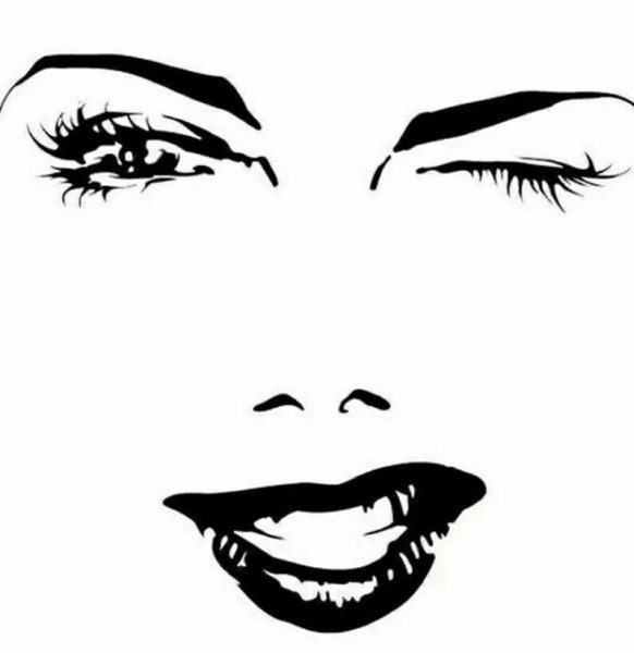 Силуэт глаз и губы