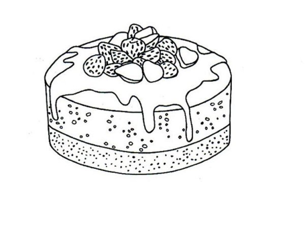 Торт раскраска для детей