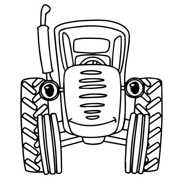 Синий трактор раскраска для малышей
