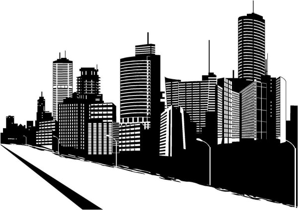 Силуэты домов города