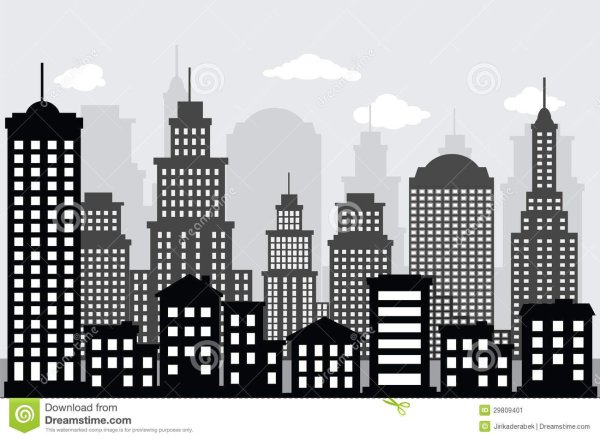 Силуэт города с окнами