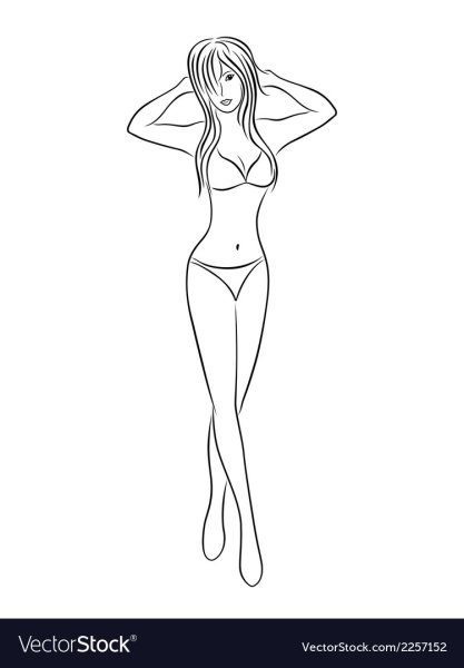 Девушка в купальнике эскиз