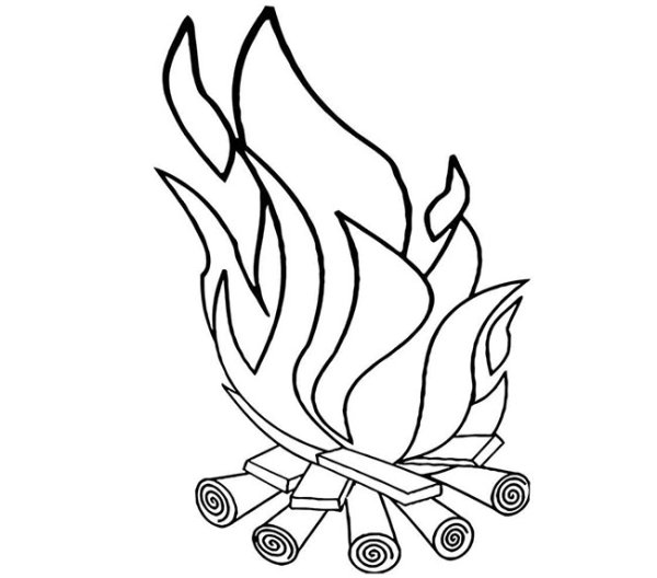 Костер раскраска для детей